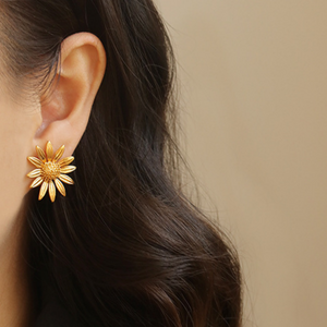 Golden Sunflower Earrings - Jolicc Studio